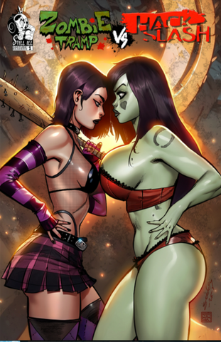 ZOMBIE TRAMP vs. HACK/SLASH #1: Seeley Cover (SFW)